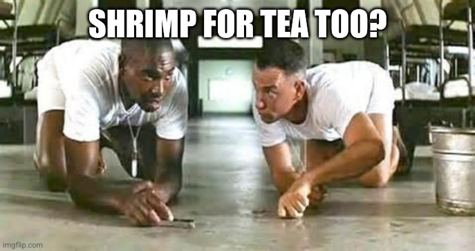 Forrest Gump Shrimp | SHRIMP FOR TEA TOO? | image tagged in forrest gump shrimp | made w/ Imgflip meme maker