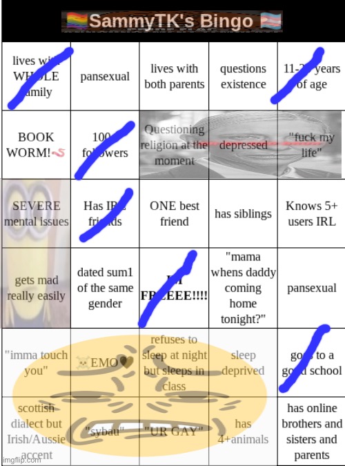 Sounds like you are begging for attention | image tagged in sammytk's bingo,msmg | made w/ Imgflip meme maker