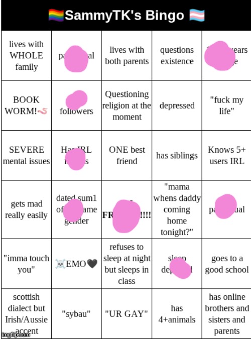 SAMMYTK's BINGO | image tagged in sammytk's bingo | made w/ Imgflip meme maker