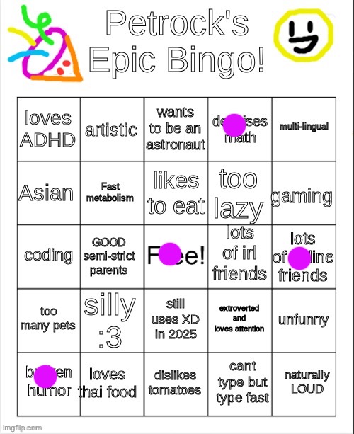 Petrock's Bingo | image tagged in petrock's bingo | made w/ Imgflip meme maker