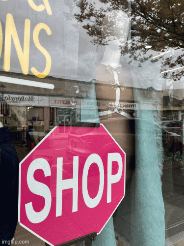 Shop Stop | image tagged in gifs,fashion,unique boutique,signs,october 2025,brian einersen | made w/ Imgflip images-to-gif maker