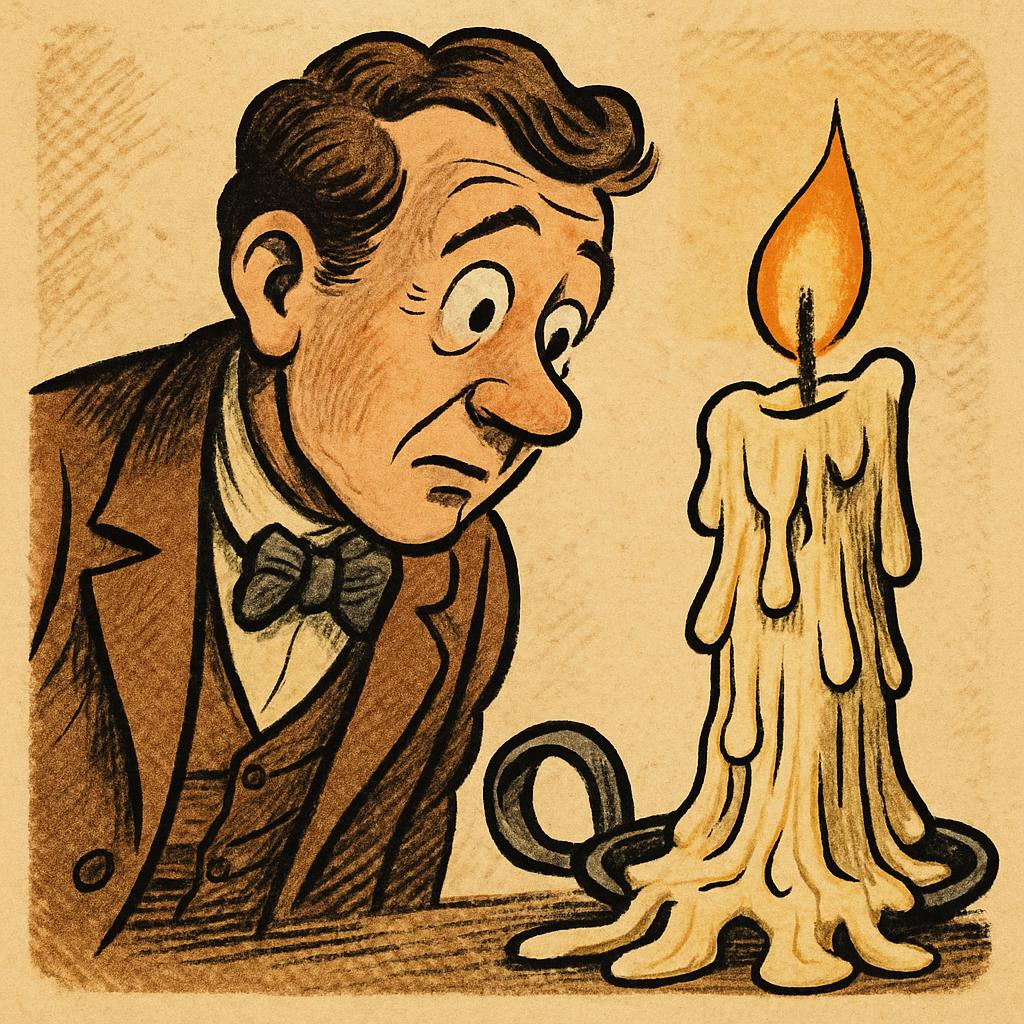 A man looking at melting wachs Blank Meme Template