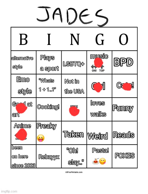 aw man no bingo. | image tagged in jade's bingo | made w/ Imgflip meme maker