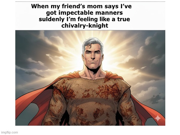 Superman | image tagged in superman,knight,polite | made w/ Imgflip meme maker