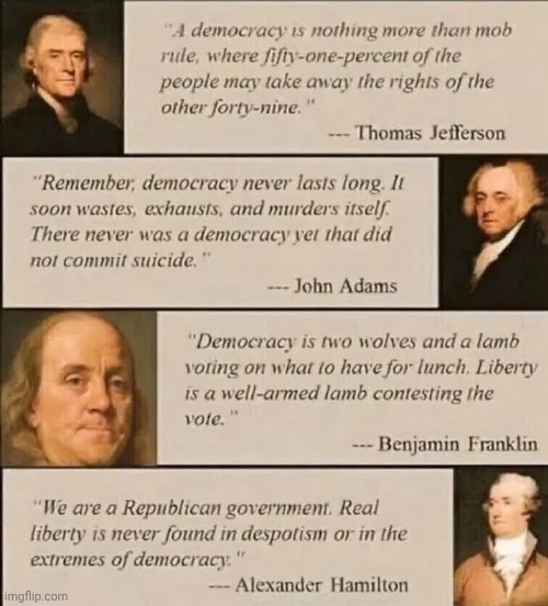 Democracy you say ? | image tagged in truth hurts,republic,democrats democratting,ruining everything,big government,this is not okie dokie | made w/ Imgflip meme maker