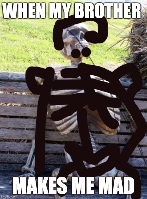 Waiting Skeleton Meme | WHEN MY BROTHER; MAKES ME MAD | image tagged in memes,waiting skeleton | made w/ Imgflip meme maker