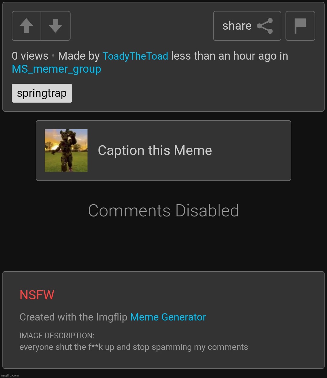 she deleted the image because she got cooked not because people were spamming | made w/ Imgflip meme maker