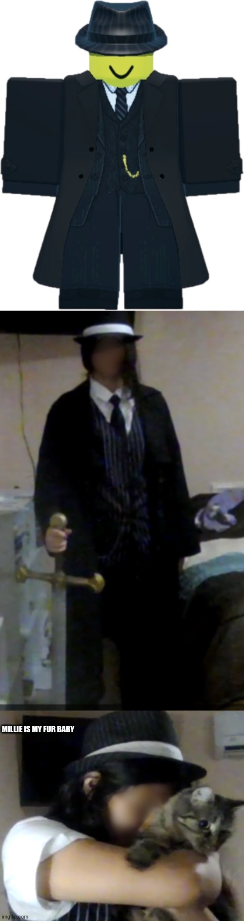 This is my Halloween costumne! I'll be Mafioso from Forsaken (anyone doing Eunioa?) | MILLIE IS MY FUR BABY | made w/ Imgflip meme maker