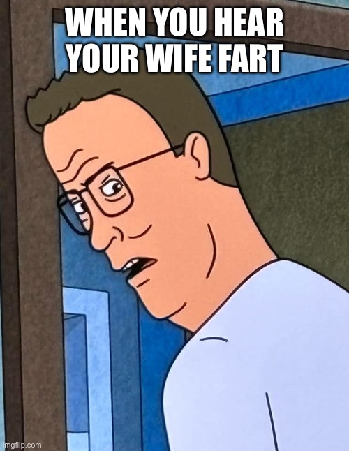 It’s only okay if you do it | WHEN YOU HEAR YOUR WIFE FART | image tagged in hank hill,relatable,relationships,memes,funny,wtf | made w/ Imgflip meme maker