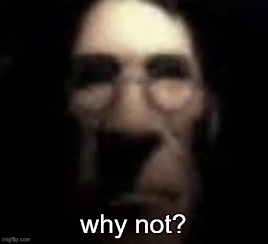 why not? | image tagged in tf2 medic stare | made w/ Imgflip meme maker