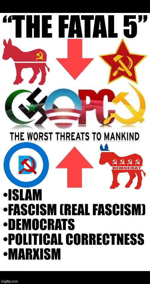 Undoubtedly the real enemies of The Republic… | image tagged in political meme,fatal 5,enemies,worst threats,they hate the us,birds of a feather | made w/ Imgflip meme maker