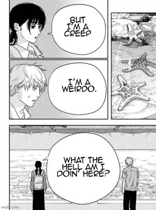 image tagged in asa mitaka,denji,chainsaw man,radiohead | made w/ Imgflip meme maker