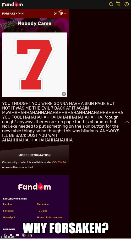 WHY FORSAKEN? | made w/ Imgflip meme maker