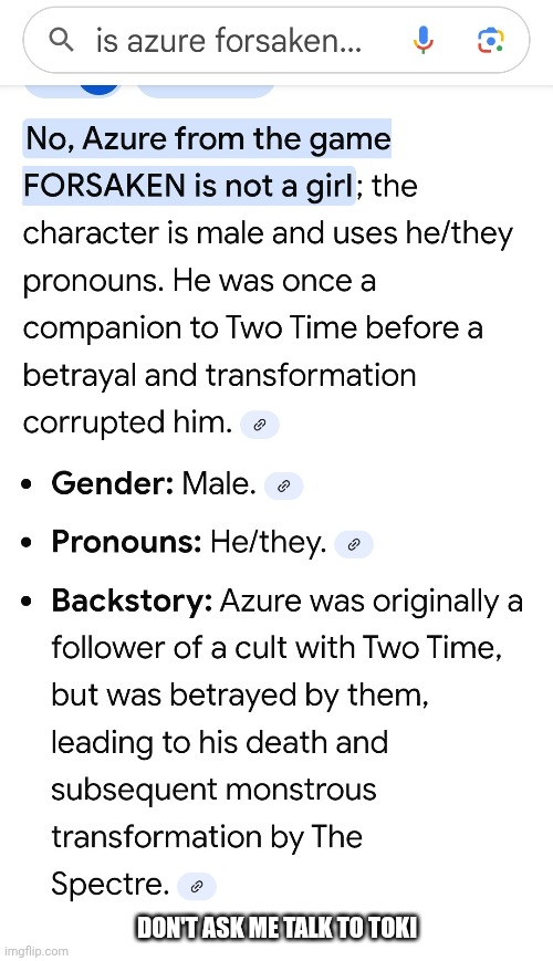 DON'T ASK ME TALK TO TOKI | made w/ Imgflip meme maker