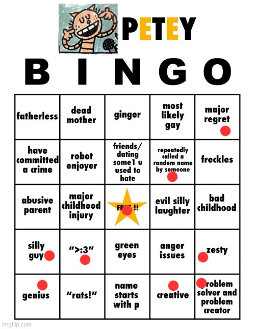 Petey bingo | image tagged in petey bingo | made w/ Imgflip meme maker