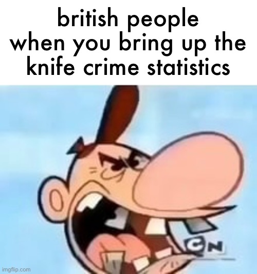 *teeth clicking* | british people when you bring up the knife crime statistics | made w/ Imgflip meme maker