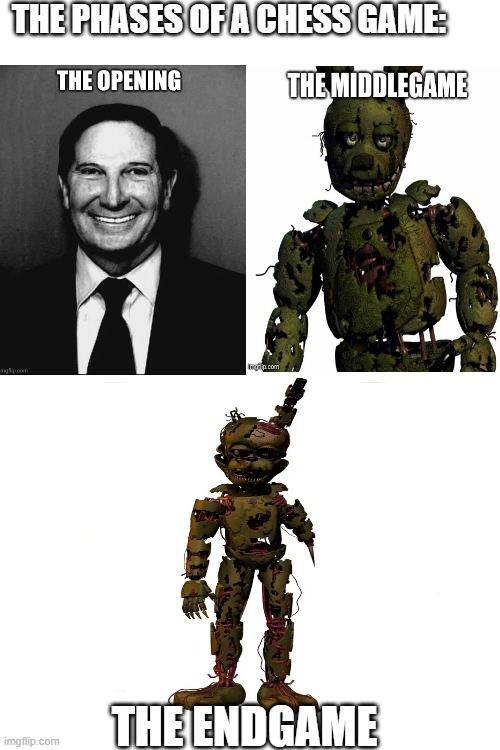 THE 3 PHASES OF A CHESS GAME | THE ENDGAME | image tagged in chess,fnaf | made w/ Imgflip meme maker
