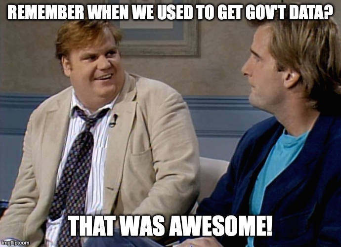Remember that time | REMEMBER WHEN WE USED TO GET GOV'T DATA? THAT WAS AWESOME! | image tagged in remember that time | made w/ Imgflip meme maker