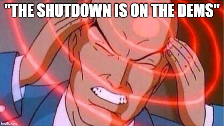 idiots | "THE SHUTDOWN IS ON THE DEMS" | image tagged in charles xavier | made w/ Imgflip meme maker