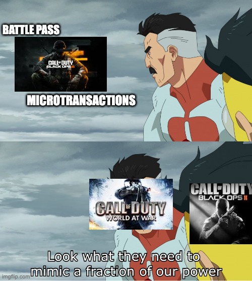 Look What They Need To Mimic A Fraction Of Our Power | BATTLE PASS; MICROTRANSACTIONS | image tagged in look what they need to mimic a fraction of our power | made w/ Imgflip meme maker