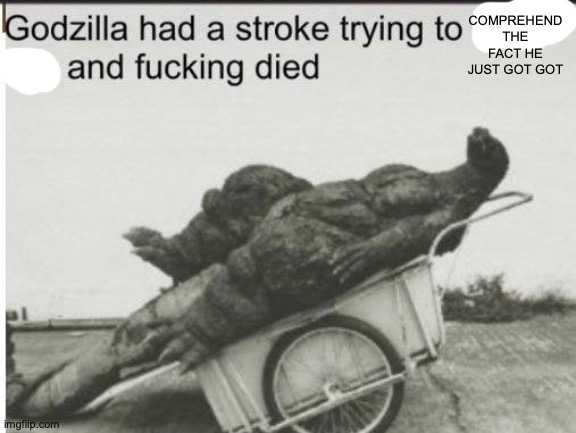 Godzilla | COMPREHEND THE FACT HE JUST GOT GOT | image tagged in godzilla | made w/ Imgflip meme maker