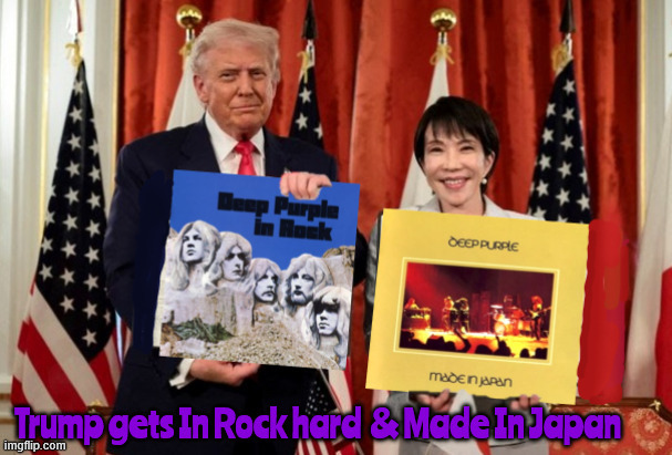 Deep Purple In Rock Made in Japan | image tagged in deep purple in rock made in japan,claassic rock,trump's poor bruised hand,bone crushing grip,sushi king,chop chop cherry trees | made w/ Imgflip meme maker