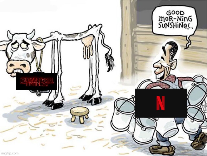 With the new spin off announcement…. | image tagged in milking the cow | made w/ Imgflip meme maker