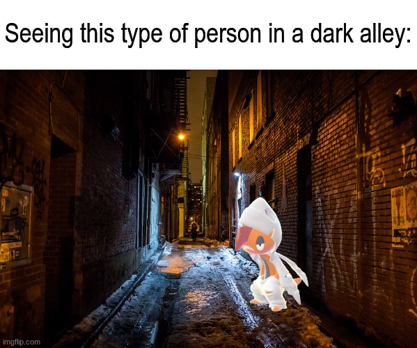 Never follow every shortcut | Seeing this type of person in a dark alley: | image tagged in memes,funny,pokemon,relatable | made w/ Imgflip meme maker