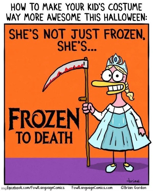 image tagged in halloween,costume,kid,frozen,elsa,death | made w/ Imgflip meme maker