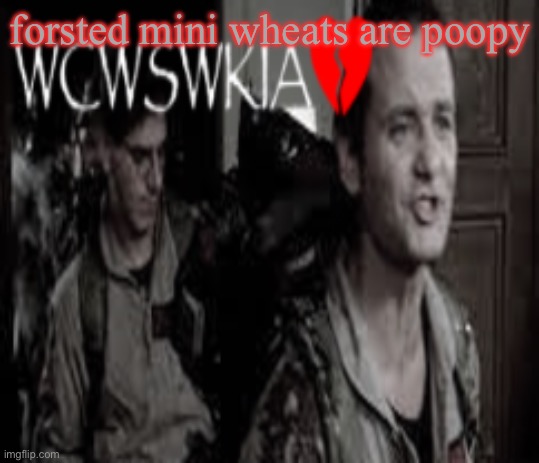 WCWSWKIA | forsted mini wheats are poopy | image tagged in wcwswkia | made w/ Imgflip meme maker