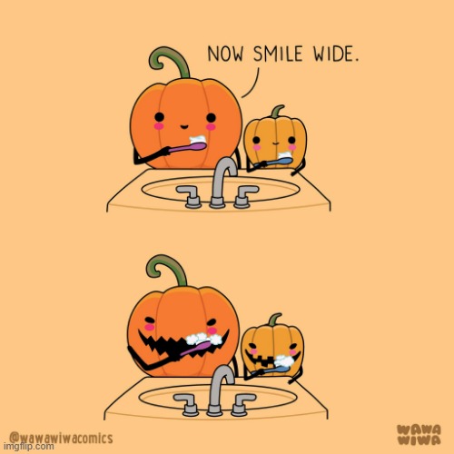 image tagged in pumpkins,toothbrushes,smile,jack-o-lanterns,teeth,brushing teeth | made w/ Imgflip meme maker