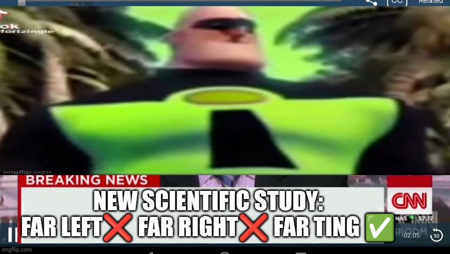 cnn breaking news template | NEW SCIENTIFIC STUDY:
FAR LEFT❌ FAR RIGHT❌ FAR TING ✅ | made w/ Imgflip meme maker