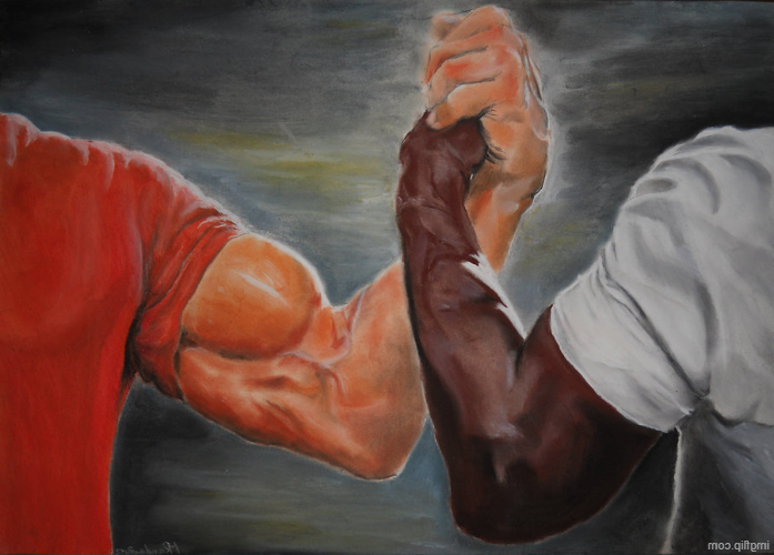 Epic handshake flipped mirrored Blank Meme Template