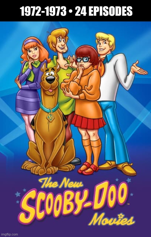 The second series… | 1972-1973 • 24 EPISODES | image tagged in cartoons,scooby doo,movies,meddling kids,celebrities,guest stars | made w/ Imgflip meme maker