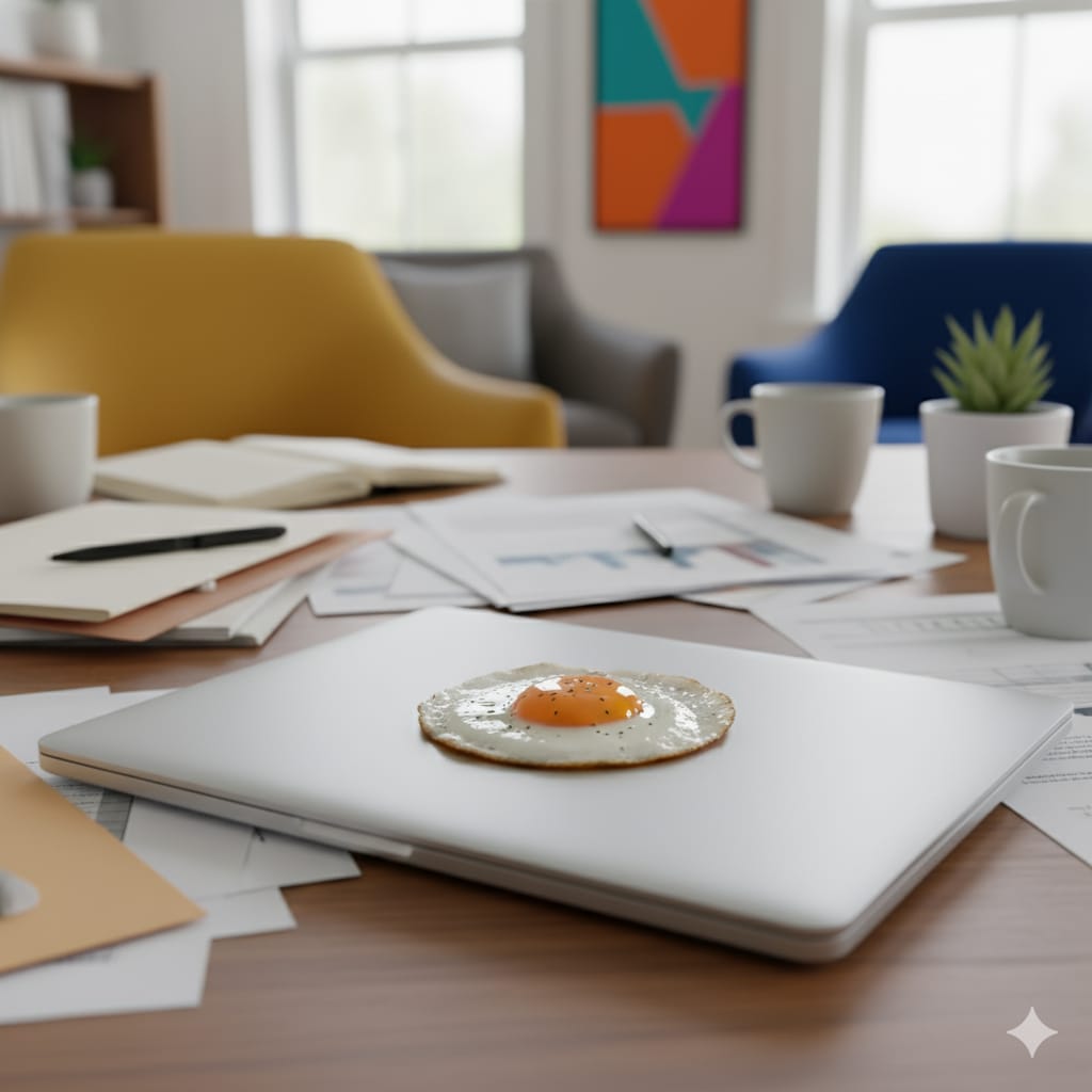 cooking egg on laptop Blank Meme Template