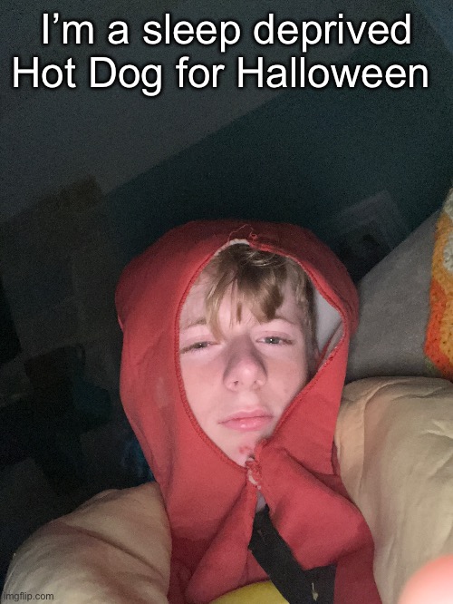 Anyways yeah happy Halloween and such | I’m a sleep deprived Hot Dog for Halloween | made w/ Imgflip meme maker