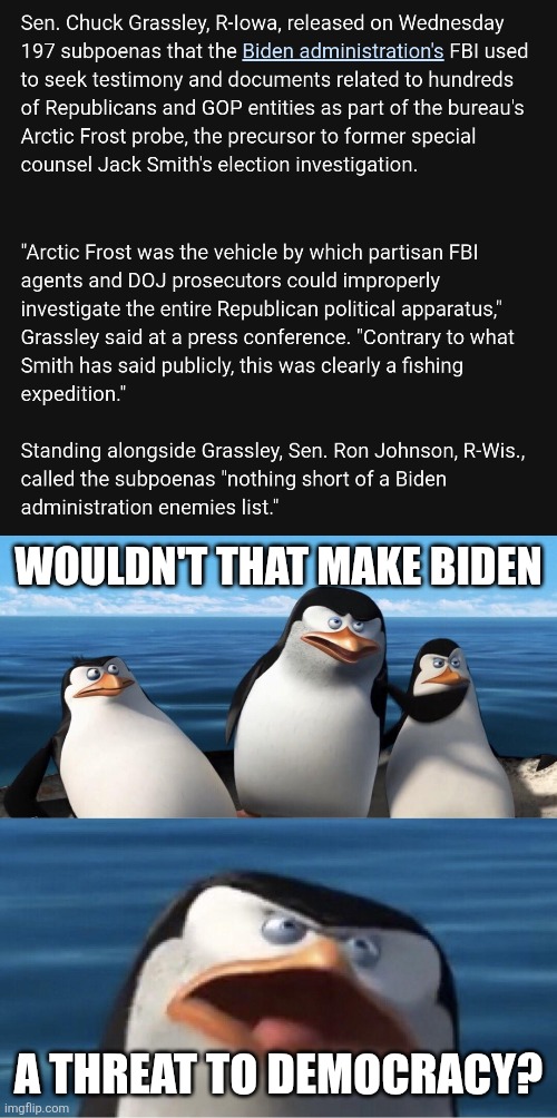 rico | WOULDN'T THAT MAKE BIDEN; A THREAT TO DEMOCRACY? | image tagged in wouldn't that make you,political meme | made w/ Imgflip meme maker