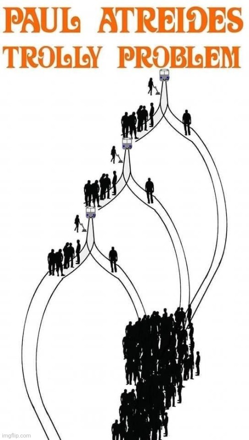 Either you kill more people now and deaths rarely happen later, or kill less and cause half of everyone to die basically | made w/ Imgflip meme maker