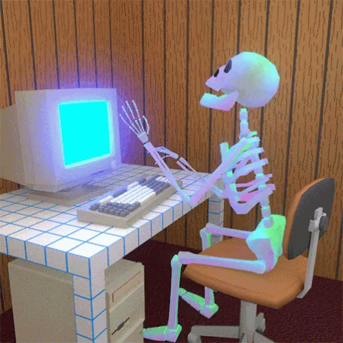 typing skeleton Blank Meme Template