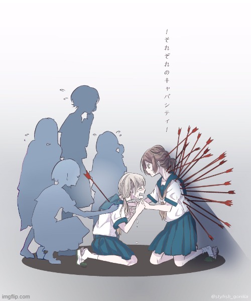 Girl with single arrow vs. multiple arrows | image tagged in girl with single arrow vs multiple arrows,anime | made w/ Imgflip meme maker