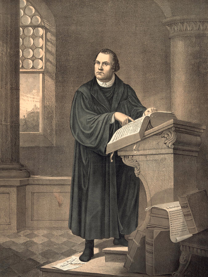 Martin Luther pointing at the Bible Blank Meme Template