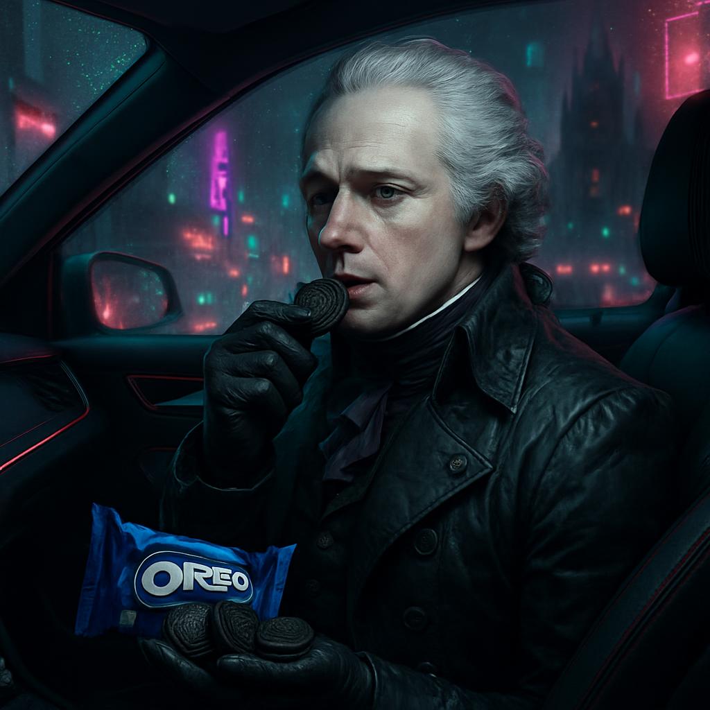 Alexander hailton eating Oreos in a parked car Blank Meme Template