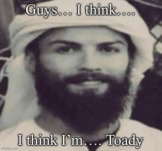 Muslimano Ronaldo | Guys… I think…. I think I’m…. Toady | image tagged in muslimano ronaldo | made w/ Imgflip meme maker