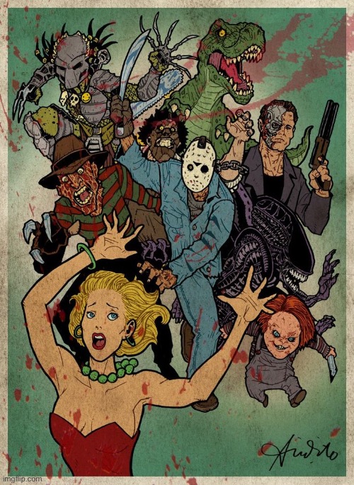 Famous monsters… | image tagged in repost,halloween,famous monsters,frightening | made w/ Imgflip meme maker