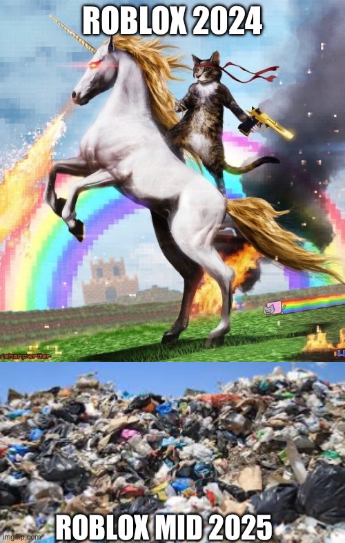 ROBLOX 2024; ROBLOX MID 2025 | image tagged in memes,welcome to the internets | made w/ Imgflip meme maker