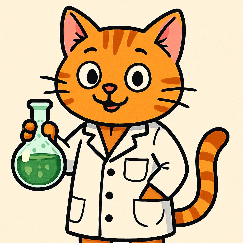 a cat in a lab coat holding a flask Blank Meme Template