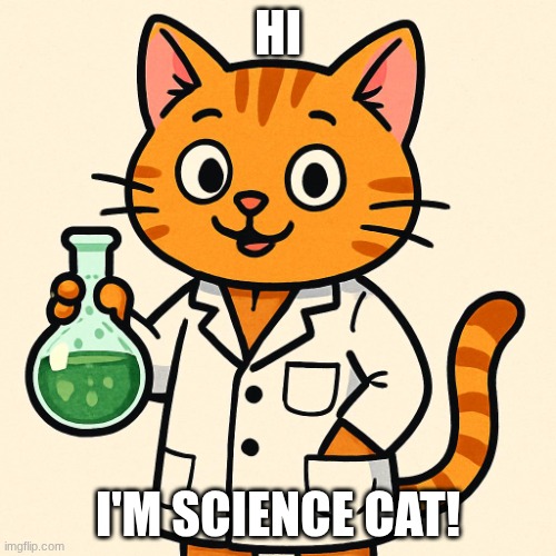 here you go | HI; I'M SCIENCE CAT! | image tagged in a cat in a lab coat holding a flask | made w/ Imgflip meme maker