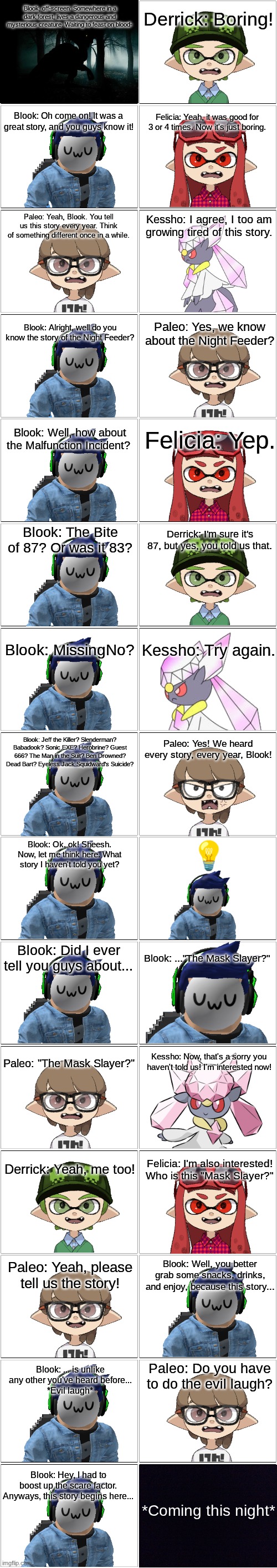 EOI Halloween Special teaser.mp3 | image tagged in comic,blook,paleo,derrick,felicia,kessho | made w/ Imgflip meme maker