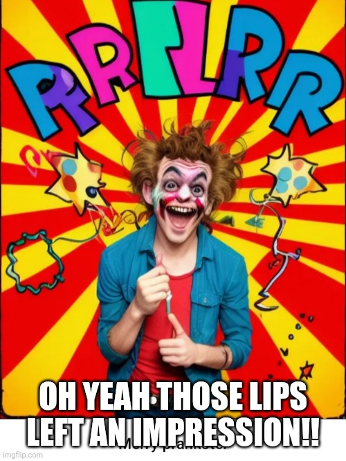 Paste prankster | OH YEAH THOSE LIPS LEFT AN IMPRESSION!! | image tagged in paste prankster | made w/ Imgflip meme maker