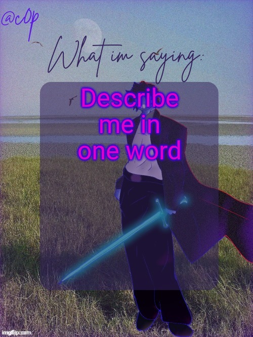 c0p template by Grace | Describe me in one word | image tagged in c0p template by grace | made w/ Imgflip meme maker